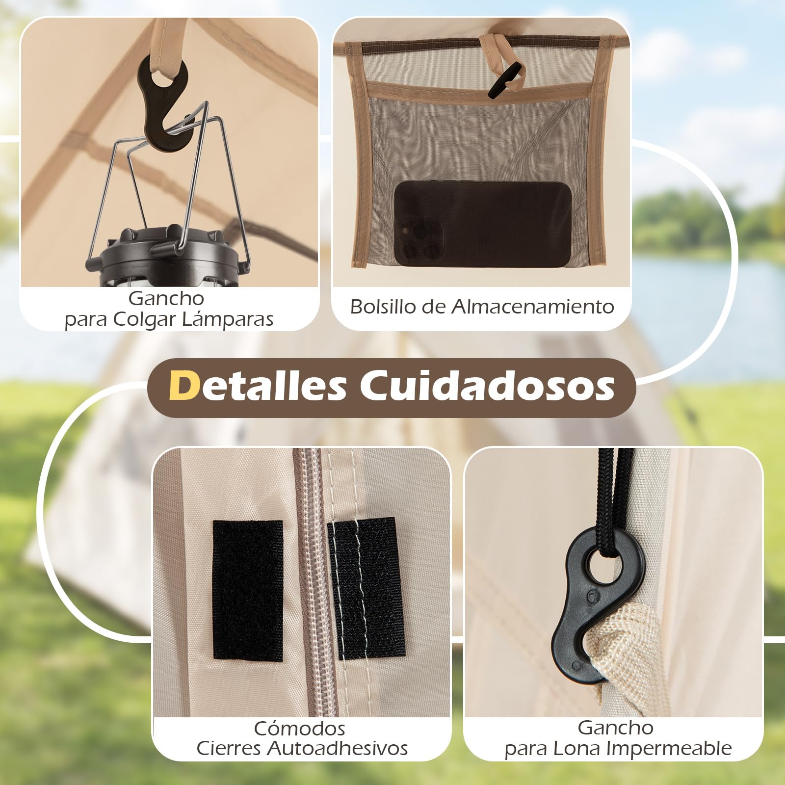 COSTWAY Tienda Campaña 4 Personas Pop Up con Ventanas Malla y Puertas, Toldo Lluvia, Portátil 230x230x152 cm