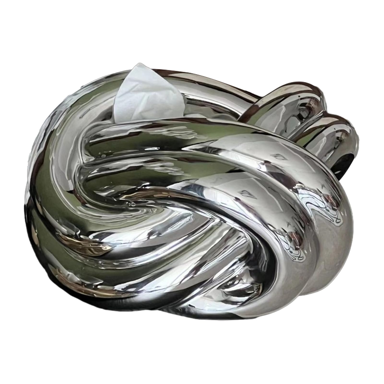 Glifora Tissue Box, Ceramic with Artistic Knot Shape - Modern Style Tissue Holder, Home Decorative Tissue Dispenser