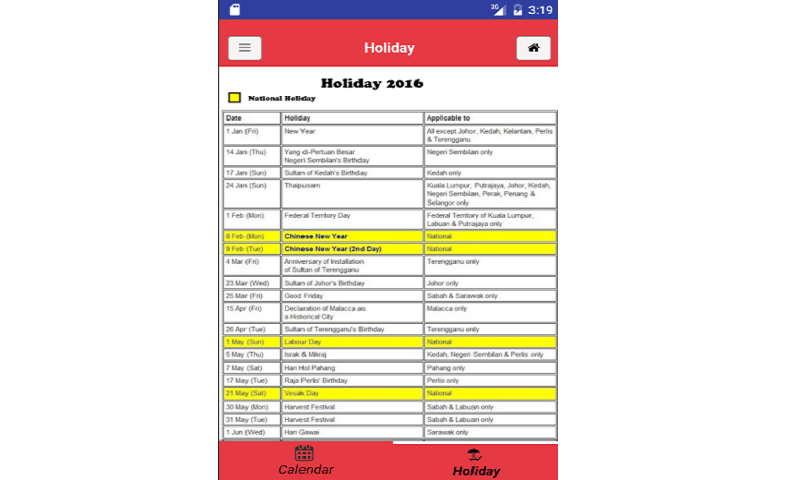 Malaysia Calendar:Amazon.com:Appstore for Android