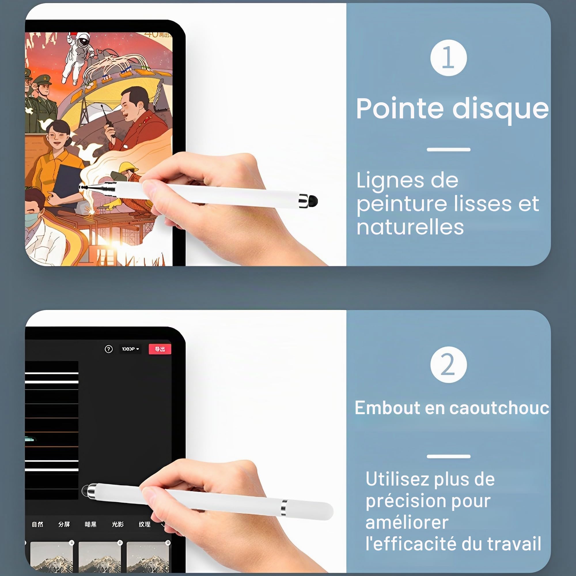 Redreo Lot de 3 Stylos 2 en 1 Universels Stylet capacitif pour écrans tactiles Apple iPhone iPad Android Microsoft