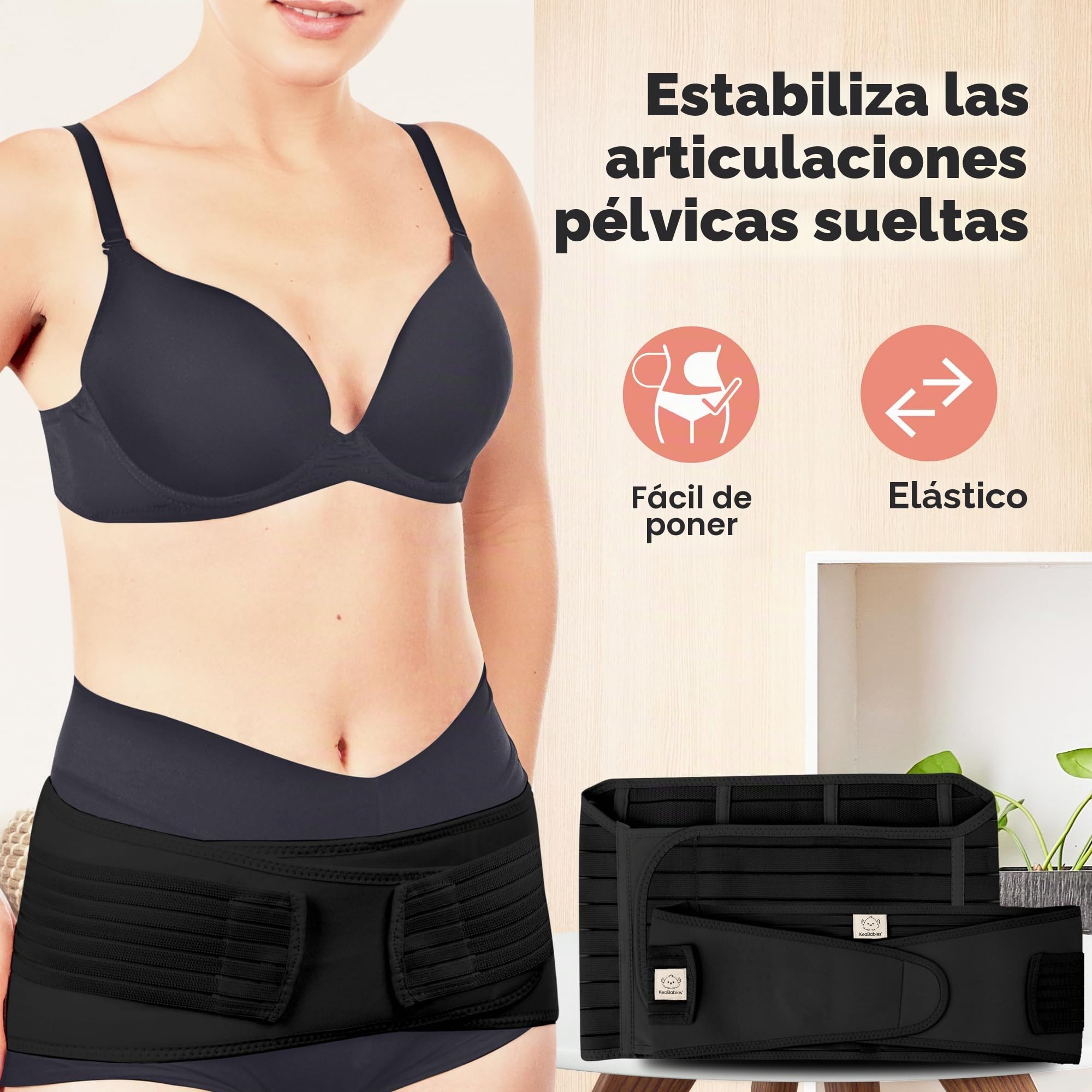 KeaBabies Envoltura De Recuperación De Apoyo del Vientre Posparto 3 en 1 - Banda De Vientre para Posnatal, Embarazo, Maternidad - Fajas para Mujeres Body Shaper (Midnight Black, M/L)
