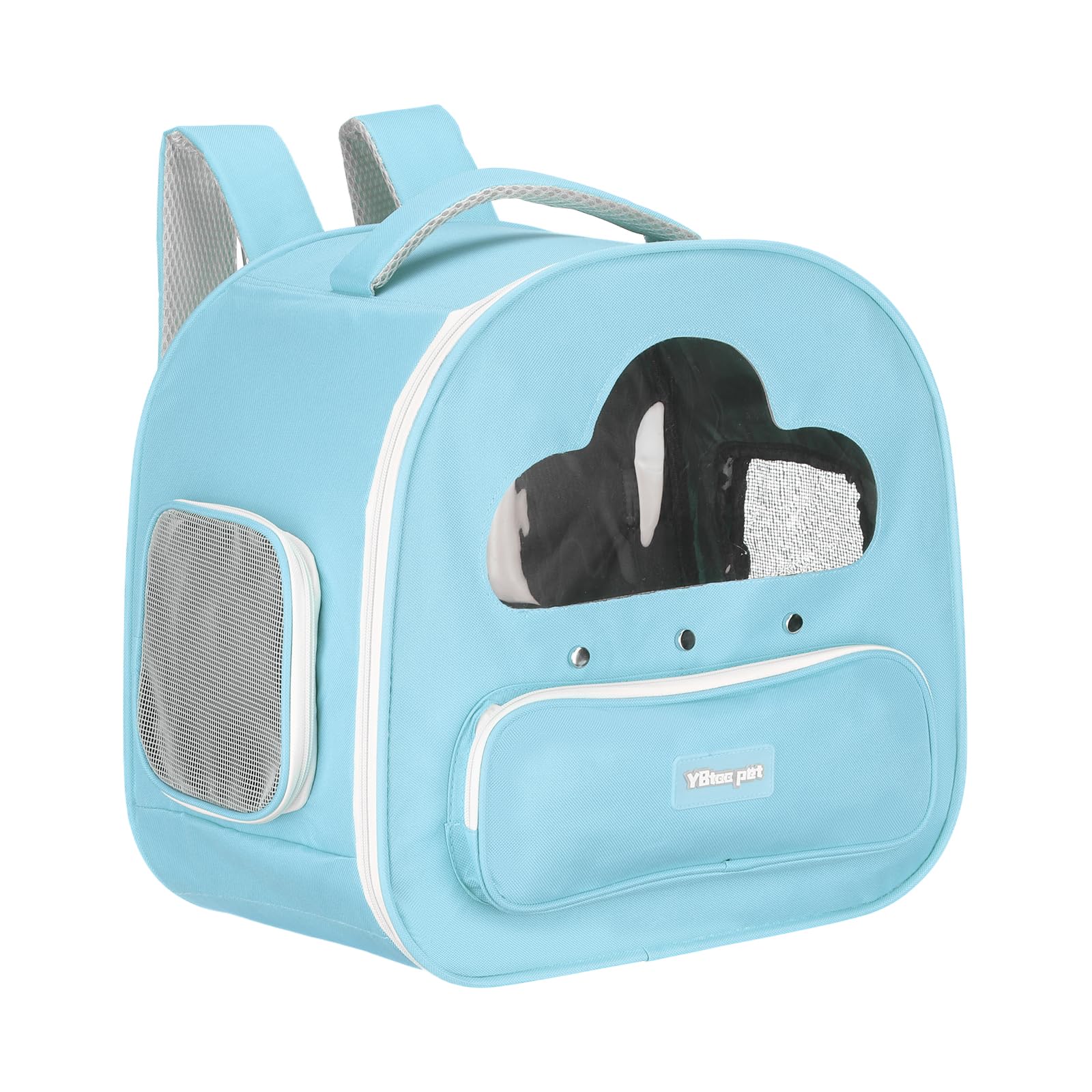 sourcing map Cat Backpack Carrier, Large Space & Breathable, Pet Hiking Travel Backpack for Cats or Small Dogs Puppies, Intended for Hiking/Camping/Traveling (Blue, 15"x10"x15")