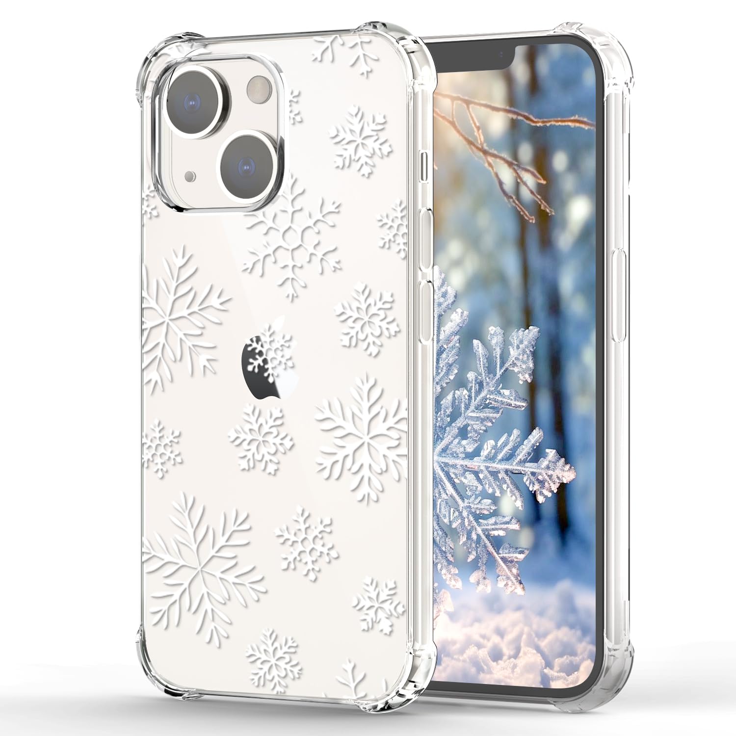 YEPO for iPhone 13 Clear Case Christmas Snowflake Women, Xmas Snowflake Design Slim Protection Shockproof Girls Kids Mobile Case Cover for iPhone 13