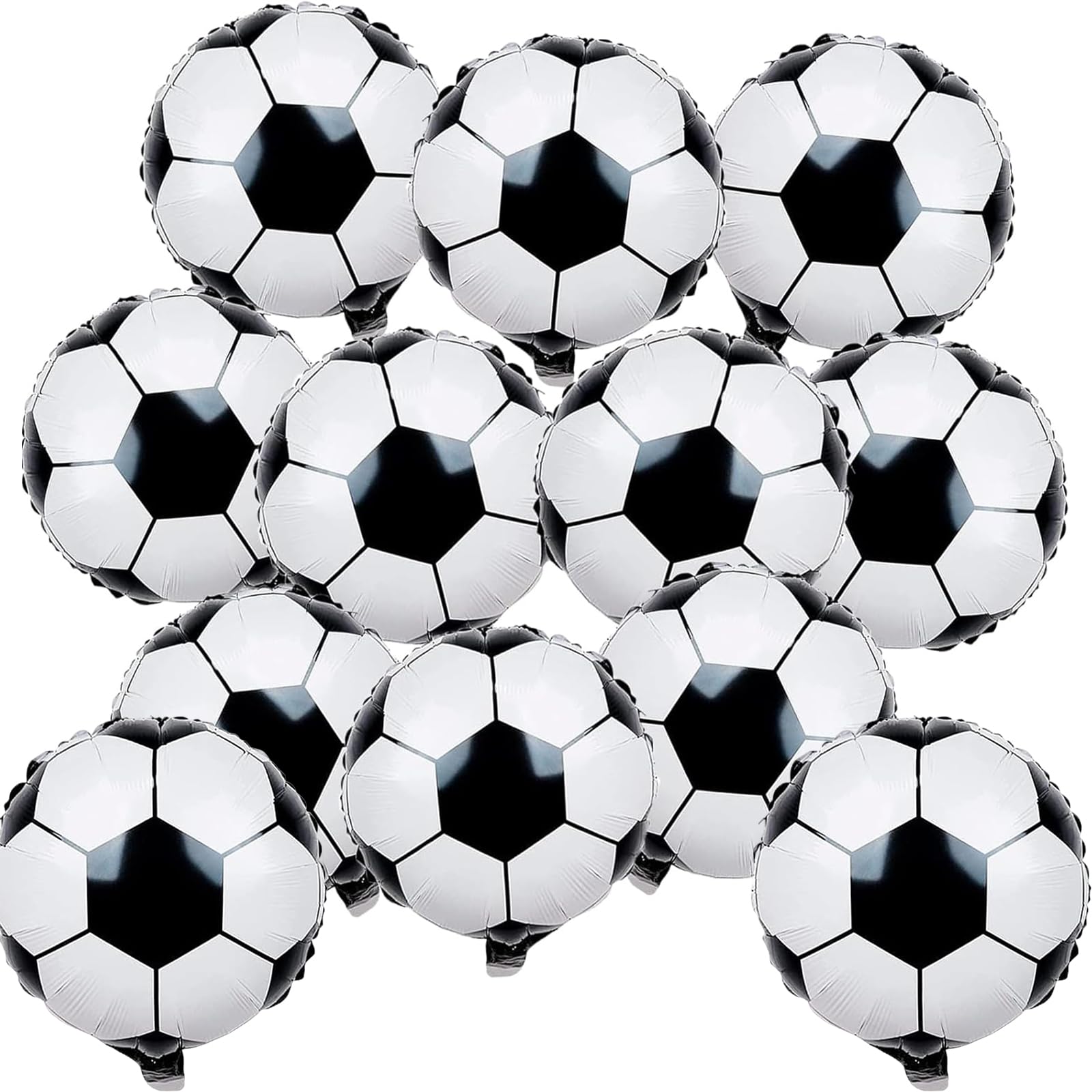 12 Pcs Football Balloons, Black White Football Football Birthday Decorations,18Inch Football Foil Balloons Decorations, for Soccer Fans Sport Game Theme Birthday Party Decorations