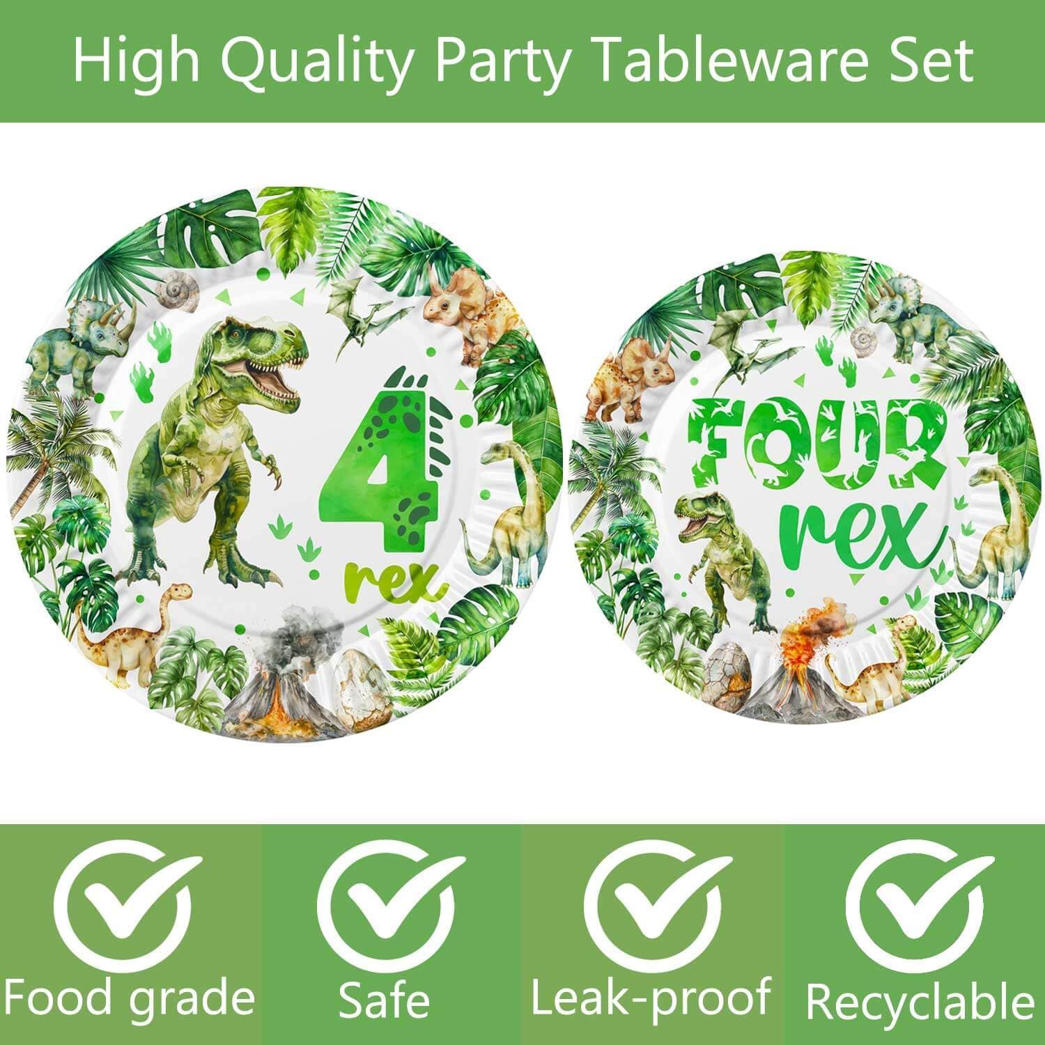 120 Pcs Watercolor Dinosaur 4th Birthday Party Supplies 4 Rex Birthday Party Decoration Includes Plates Cups Napkins Forks Tableware for Boys Roar I'm 4 Dinosaur Four Years Old Birthday Decor Favors