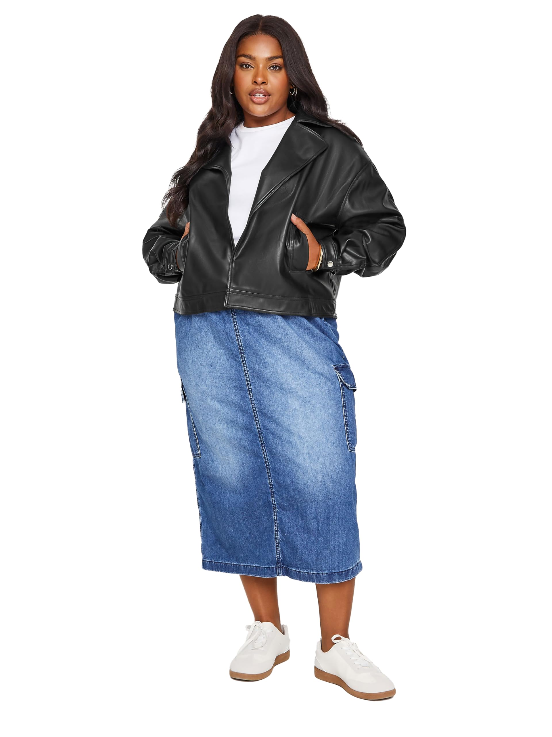 Yours Curve Faux Leather Biker Jacket - Women's - Plus Size Curve