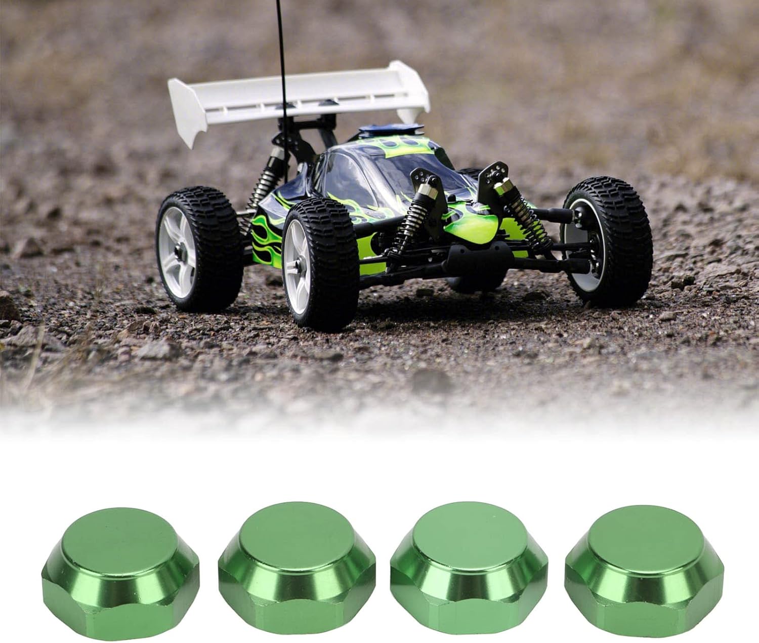 RC Car Hex Nut Cover, 17mm Outer Diameter Aluminum Alloy Universal Wheel Nuts, 4-Piece Set for 1/8 Remote Control Cars