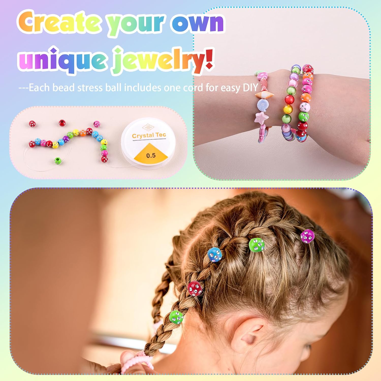 Anboor Handmade Stress Balls, Stress Relief Squeeze Ball for Hands White Noise Meditation Improve Focus for Adults Women Men (Rhinestone