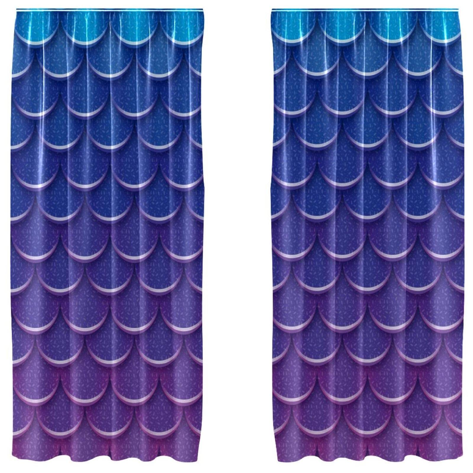 Rideaux sirène bleu et violet transparents et faciles à installer