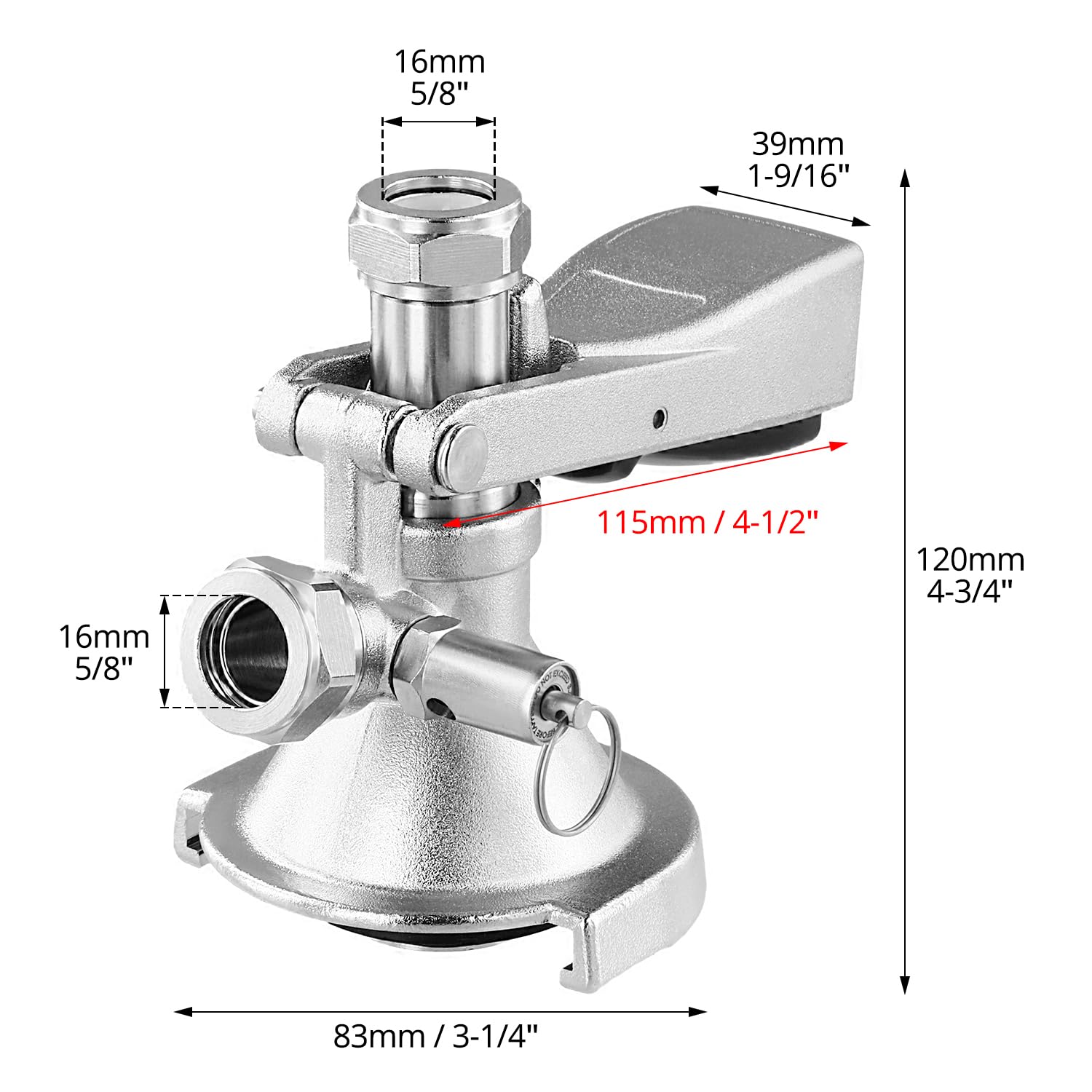 QWORK® Acoplador de Barril de Cerveza Tipo A con válvula de Alivio de presión, G5/8, latón y Acero Inoxidable 304