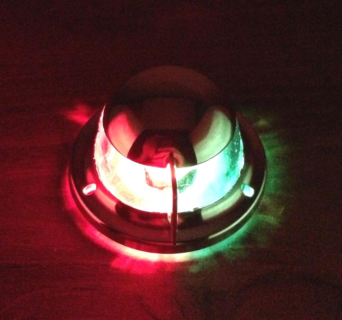 MARINE BOAT NAVIGATIONAL BOW LIGHT FESTOON RED AND GREEN STAINLESS STEEL