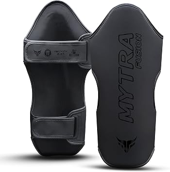 Mytra Fusion Shin Guards Artificial Leather MMA Shin Guards Muay Thai, Training, Sparring, Kickboxing, Martial Arts Shin Guards