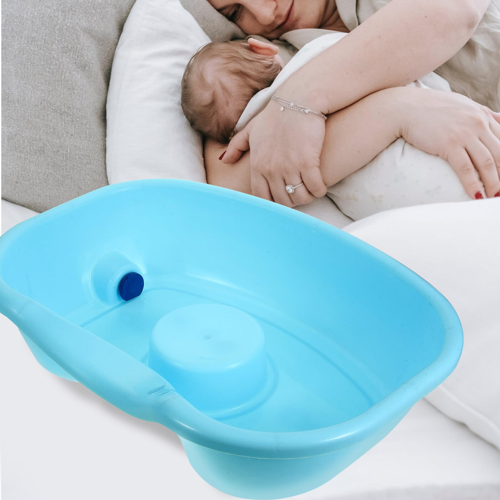 Lavatesta Portatile Abs con Tubo per Anziani e Allettati | Verde Chiaro, Leggero, per Ospedale e Comodino, Pratica Soluzione per Lavare i Chioma a Letto