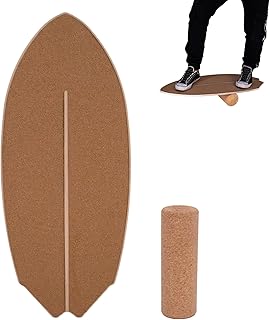 CAWI Planche d'équilibre pour enfants et adultes - Équipement de fitness pour la maison - Planche de surf + rouleau de fascia - Tapis d'équilibre - Waveboard - Fabriqué en UE