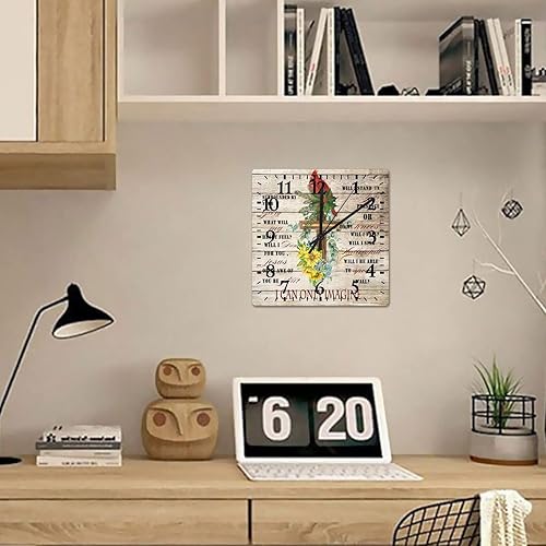 Miniatura 4 de I Can Only Imagine - Reloj de pared religioso de 10 pulgadas con diseño de pájaros cardenales cruzados para dormitorio, funciona con pilas,