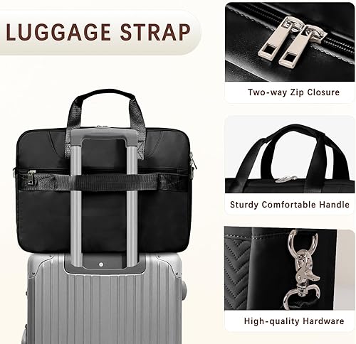 Miniatura 4 de Maletín para laptop para mujer, 15.6 pulgadas, impermeable, bolsa de trabajo para laptop con bolso de mano, bolsa de mensajero para mujer
