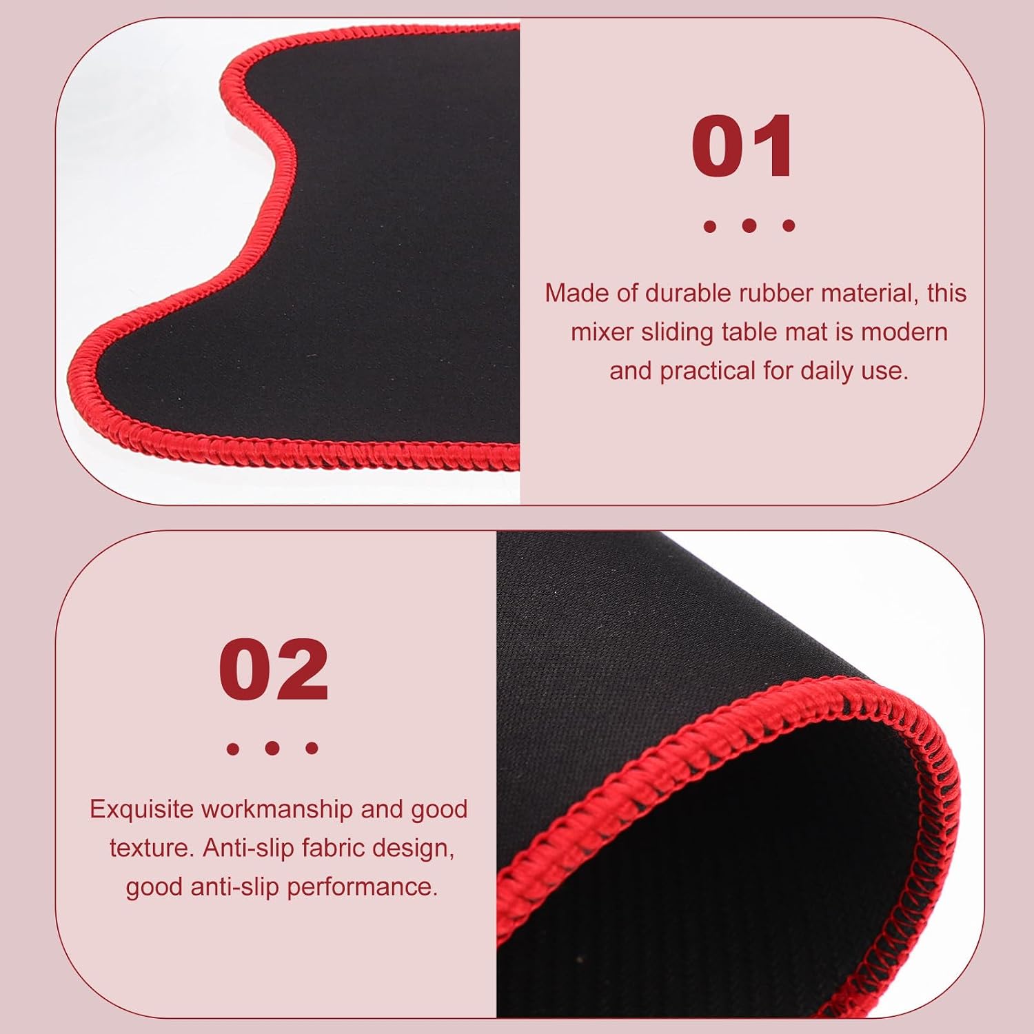 Mixer Slider Mat for Stand Mixers 4.5-5l with Colored Edge Anti-skid Rubber Countertop Pad for Kitchen Appliances Non-slip Base