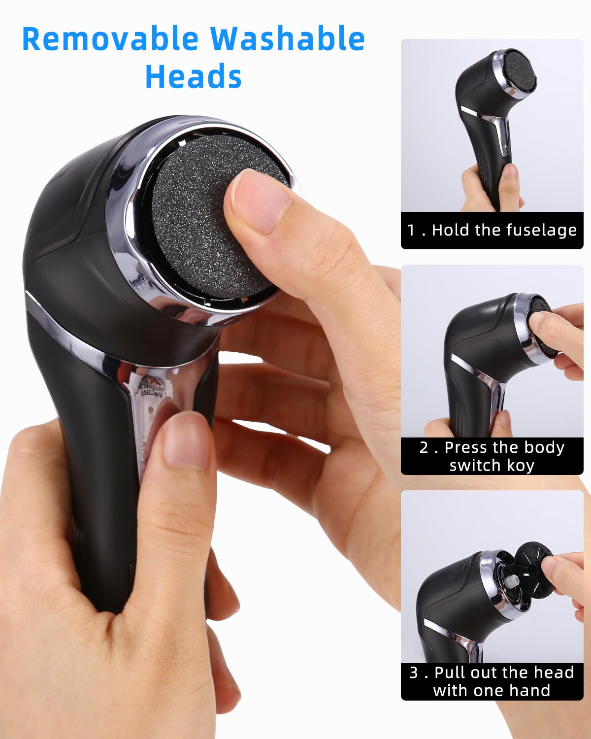 Ponceuse électrique Rechargeable Pour Pieds - Anti-callosités - AERB FC10 - 3 Têtes
