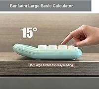 Vista 3 de Calculadoras Benkaim - Calculadora de escritorio, calculadora estándar básica, pantalla LCD grande de 12 dígitos, botón grande para uso escolar