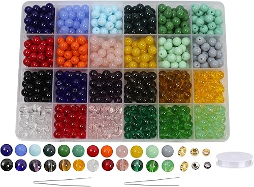 Miniatura 177 de Pamir Tong 1500 cuentas redondas de vidrio de 0.236 pulgadas a granel, cuentas de jade imitativo, cuentas sueltas para hacer joyas, aretes, collares