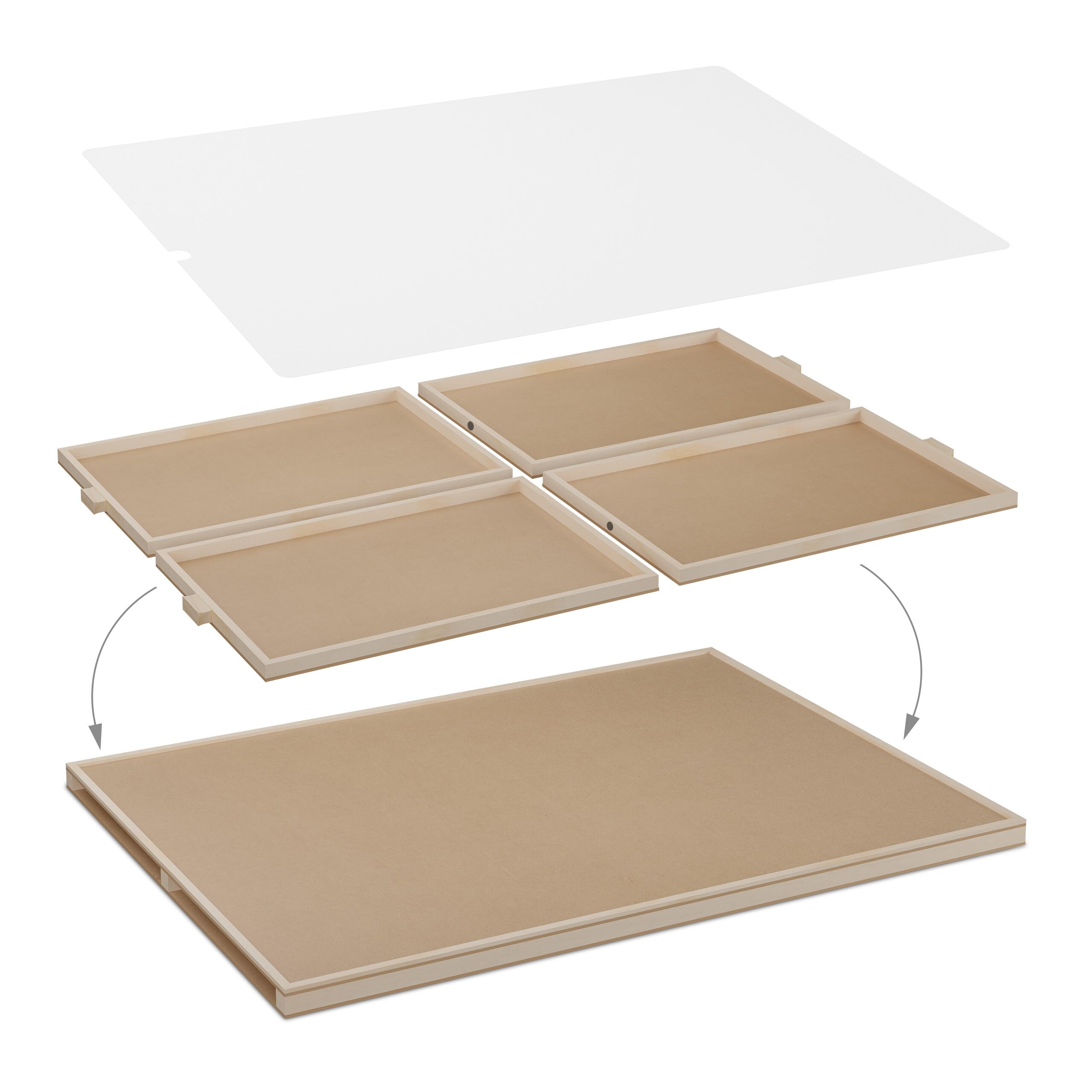 Relaxdays Tablero para Puzzles con 4 Cajones, Organizador Rompecabezas de 1000 Piezas, Giratorio, con Protector, Natural