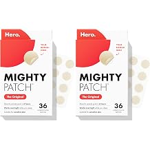 Mighty Patch Original from Hero Cosmetics - Hydrocolloid Acne Pimple Patch for Zits and Blemishes, Spot Treatment Stickers for Face and Skin, Vegan and Cruelty Free 36 Count Pack of 2