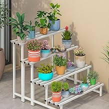 4-Tier Metal Flower Vase Stand | Heavy Duty Iron Plant Holder for Balcony, Garden, Home Décor | Indoor & Outdoor Multi-Purpose Pot Rack | Space-Saving & Durable (White)