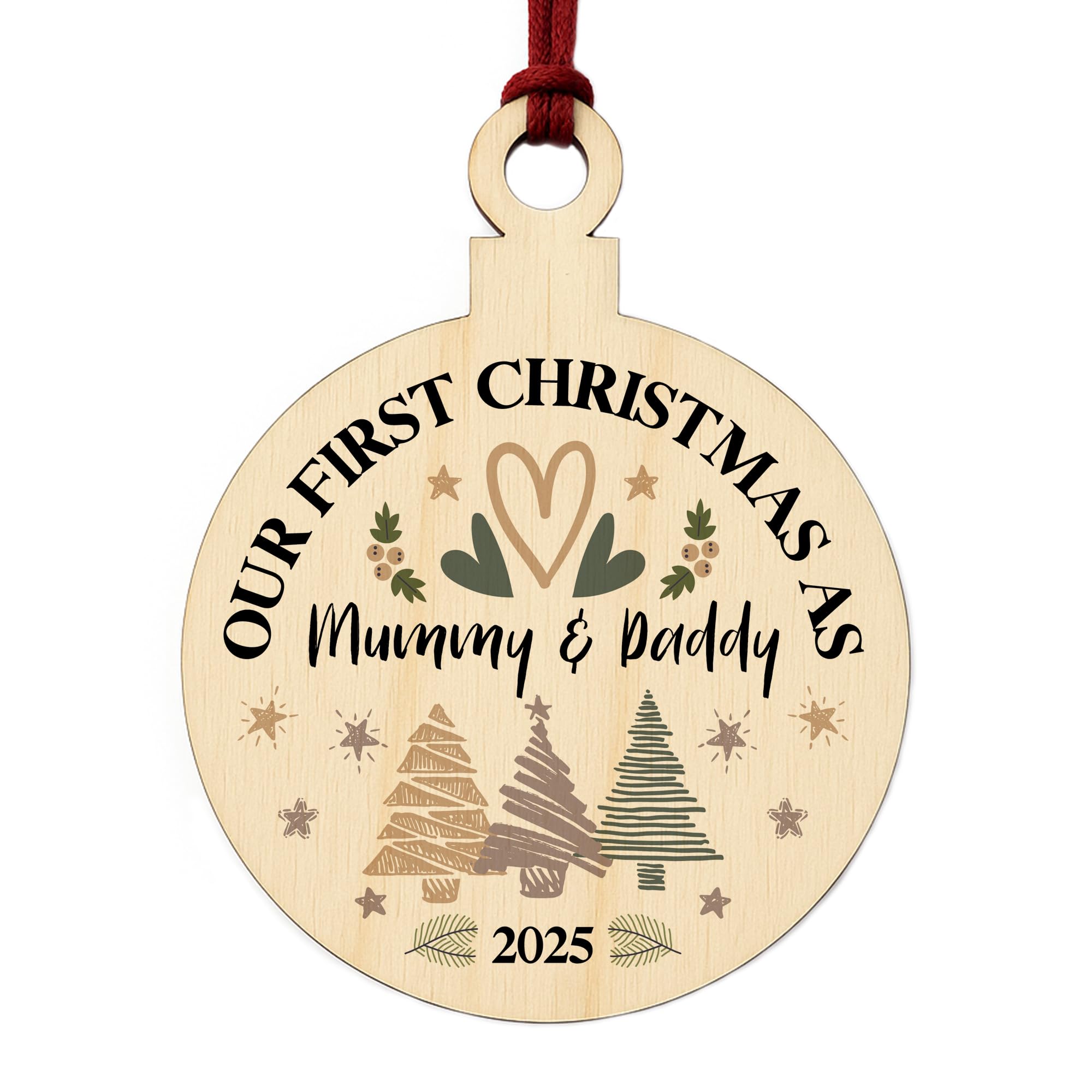 Red Ocean Personalised Our First Christmas As My Mummy And Daddy Wood Bauble From Baby Girl Baby Boy Christmas For Mummy Daddy Keepsake