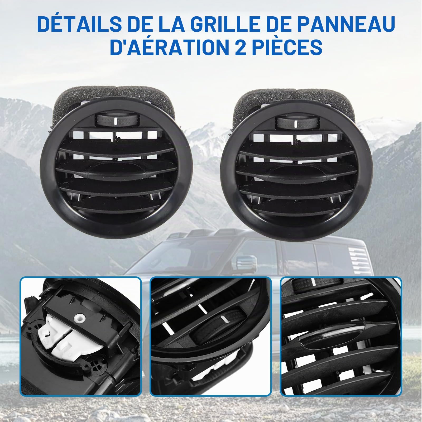 Pack de 2 couvercles de grille d'aération, buse d'air, buses d'aération, grille chromée, compatible avec Opel Adam Corsa D MK3, remplacement pour 13417363 2201099 13363314