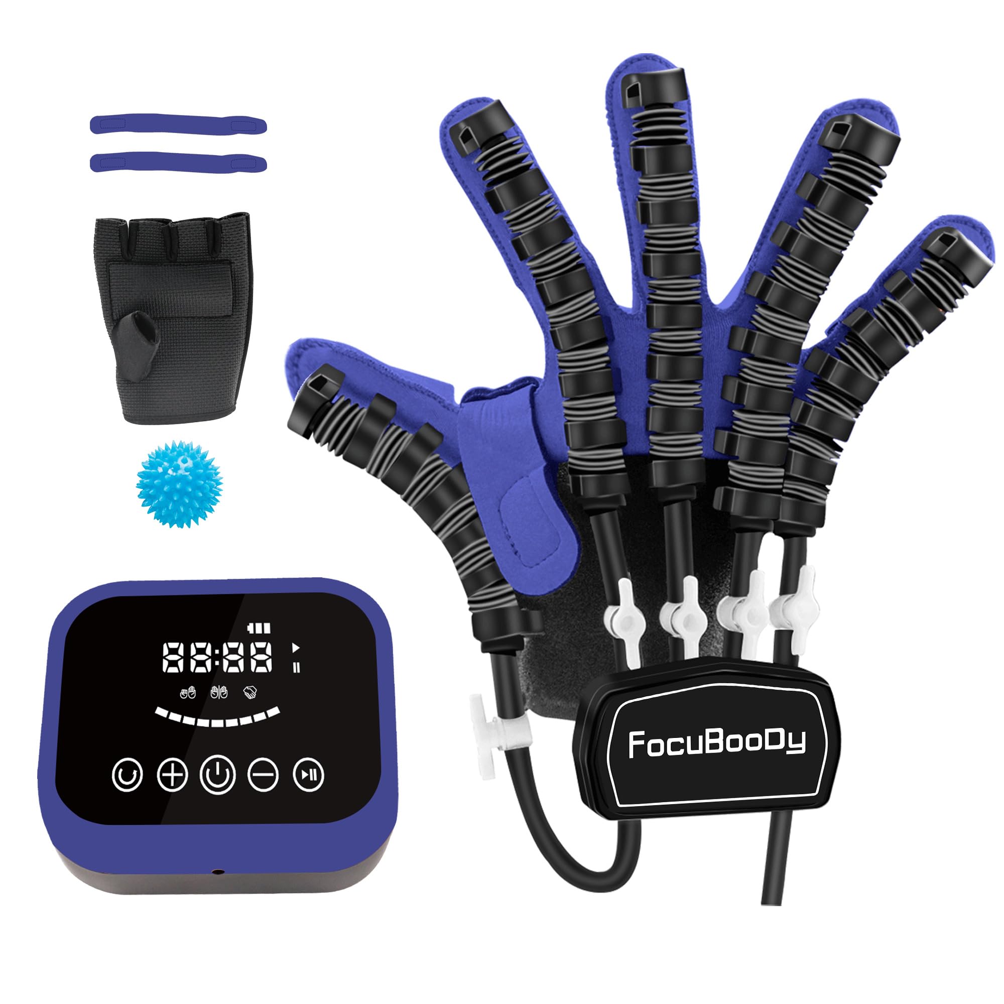 Hand Rehabilitation Robot Gloves Mobility Finger Training Equipment for Hemiplegia Stroke Cerebral Palsy Patient with USB Chargeable Right Hand (Blue Size XL)