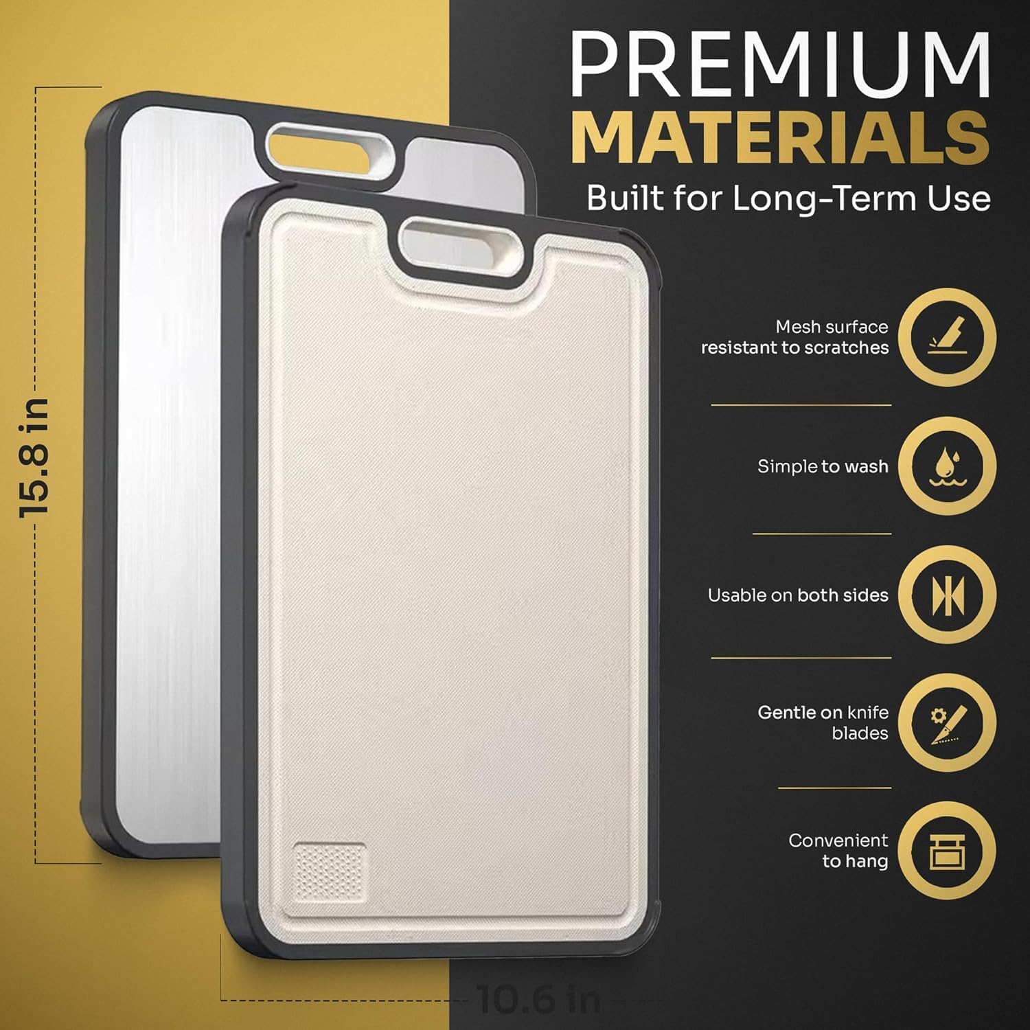 Premium Titanium Cutting Board – Durable & Easy to Clean – Metal Cutting Board for Vegetables, Fruits & More – Dishwasher Safe, Rust-Proof - Combo (Combo Pack)