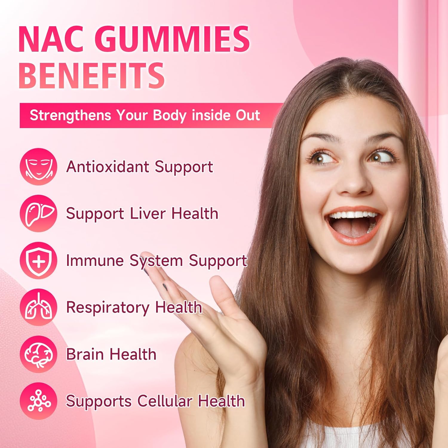 NAC Gummies for Kids & Adults, 1000mg N Acetyl Cysteine Supplement NAC Chewable for Antioxidants & Immune Support, Liver Health, Raspberry Flavor, 60 Count - Image 3