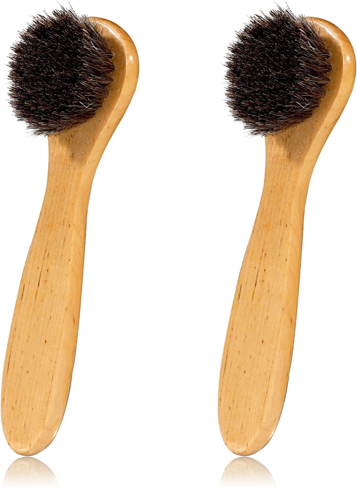 Shoe Brush, Boot Brush, 2 Pieces Horse Hair Brush for Leather, Shoe Brushes for Cleaning, Shoe Polish Brush, Horsehair Shoe Brush Leather Shoes Boot Cleaning Brush Care Clean Dauber Applicators