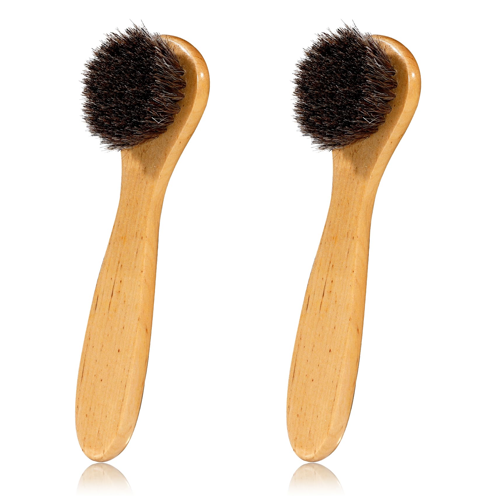 Shoe Brush, Boot Brush, 2 Pieces Horse Hair Brush for Leather, Shoe Brushes for Cleaning, Shoe Polish Brush, Horsehair Shoe Brush Leather Shoes Boot Cleaning Brush Care Clean Dauber Applicators
