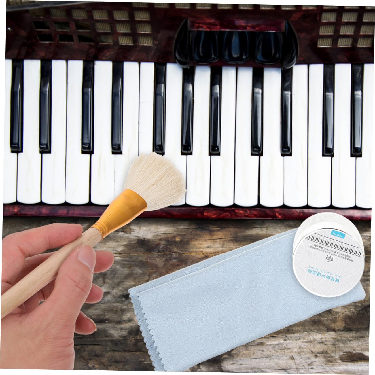 Toyvian 1 zestaw do czyszczenia i pielęgnacji fortepianu, do czyszczenia i czyszczenia fortepianu, szczotka do czyszczenia fortepianu, ściereczka do czyszczenia instrumentów, fortepianu, szczotka