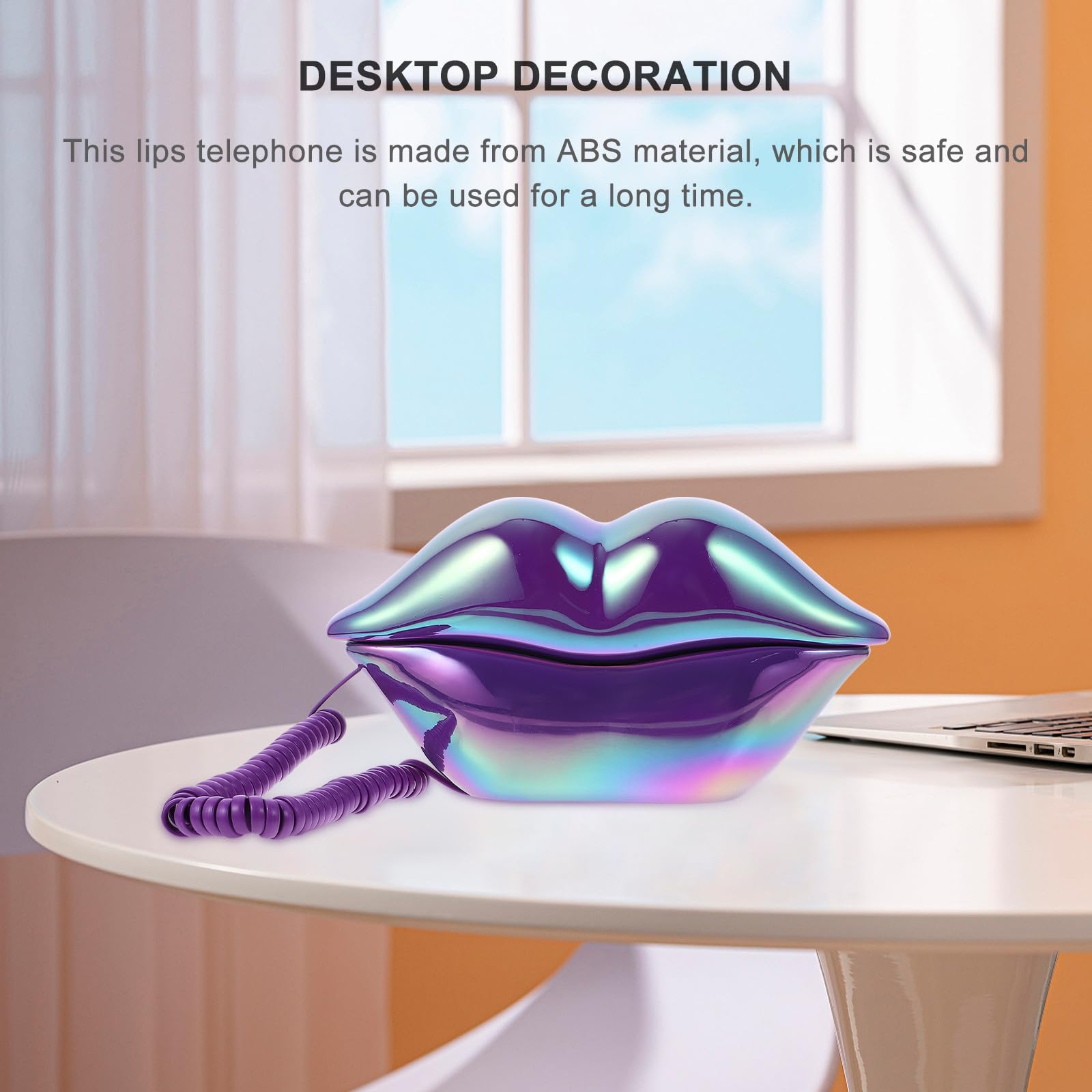 Teléfono Fijo de Labios Púrpura, Compacto y Ligero para Decoración