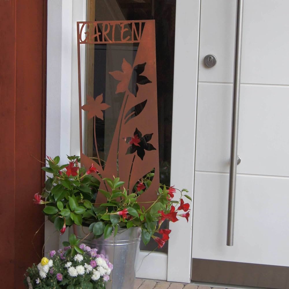 Tuteur Jardin Rustique 3 Piquets De Jardin Chapeau Soleil - Métal Rouillé Naturel - 75cm - Déco Extérieure Rustique Tuteurs Jardin Solaire