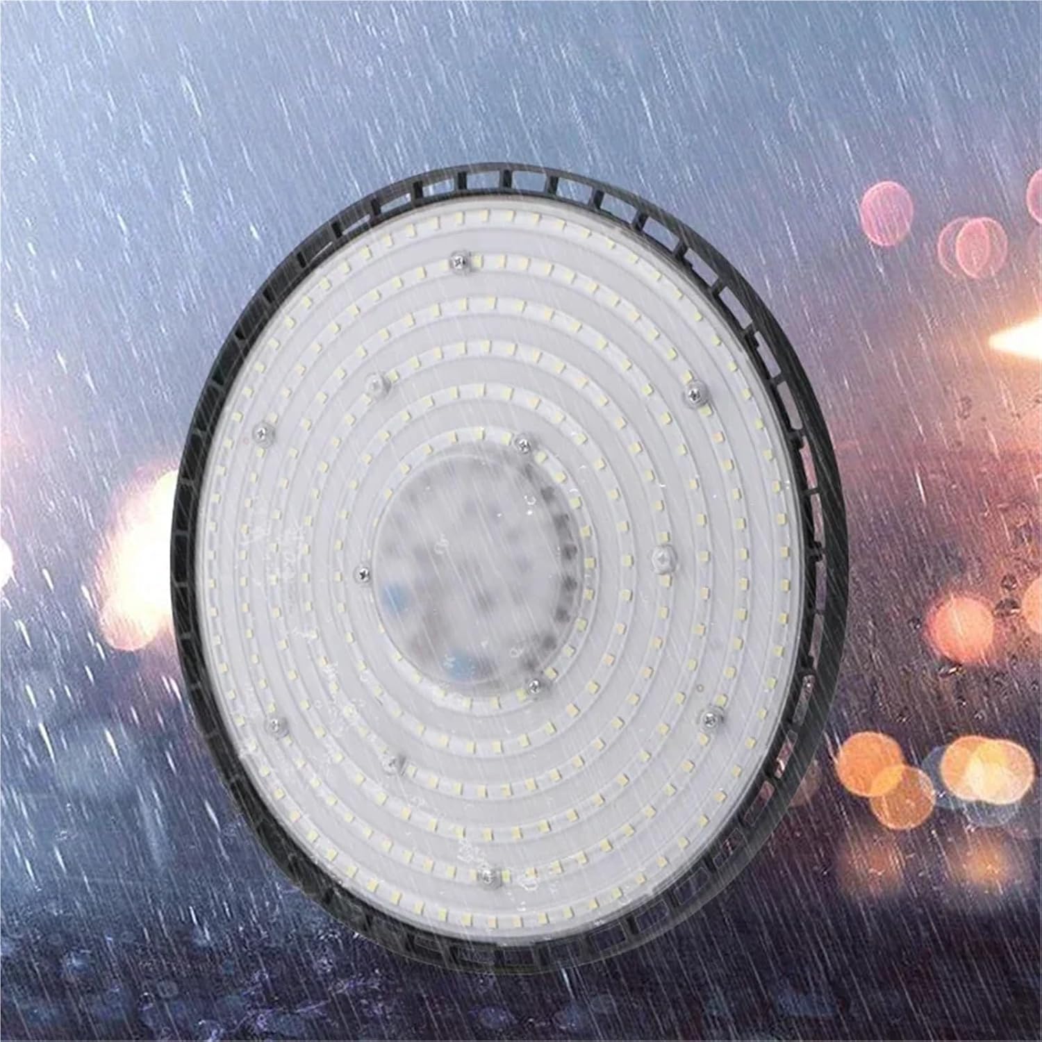 Super Bright 100/150/200W UFO LED High Bay Lights Waterproof Commercial Industrial Market Warehouse Garage Workshop Garage Lamps(100W,Warm Light 200-265V)