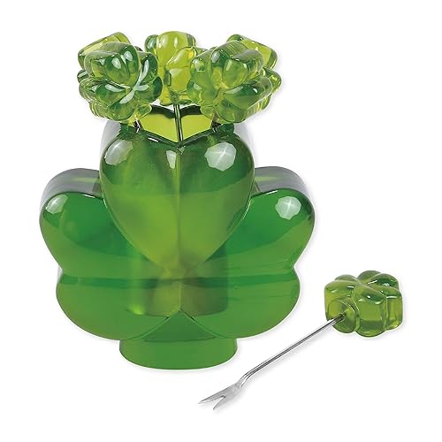 Supreme Housewares Shamrock Cocktail Picks and Holder Set, Stainless Steel