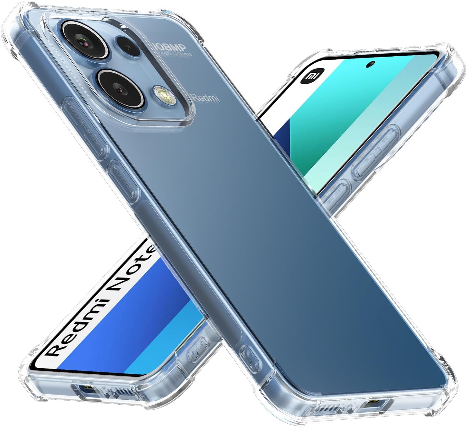 Cresee Clear Phone Case for Xiaomi Redmi Note 13 4G with Reinforced Corners Bumper, Slim Fit Shockproof Flexible TPU, Transparent