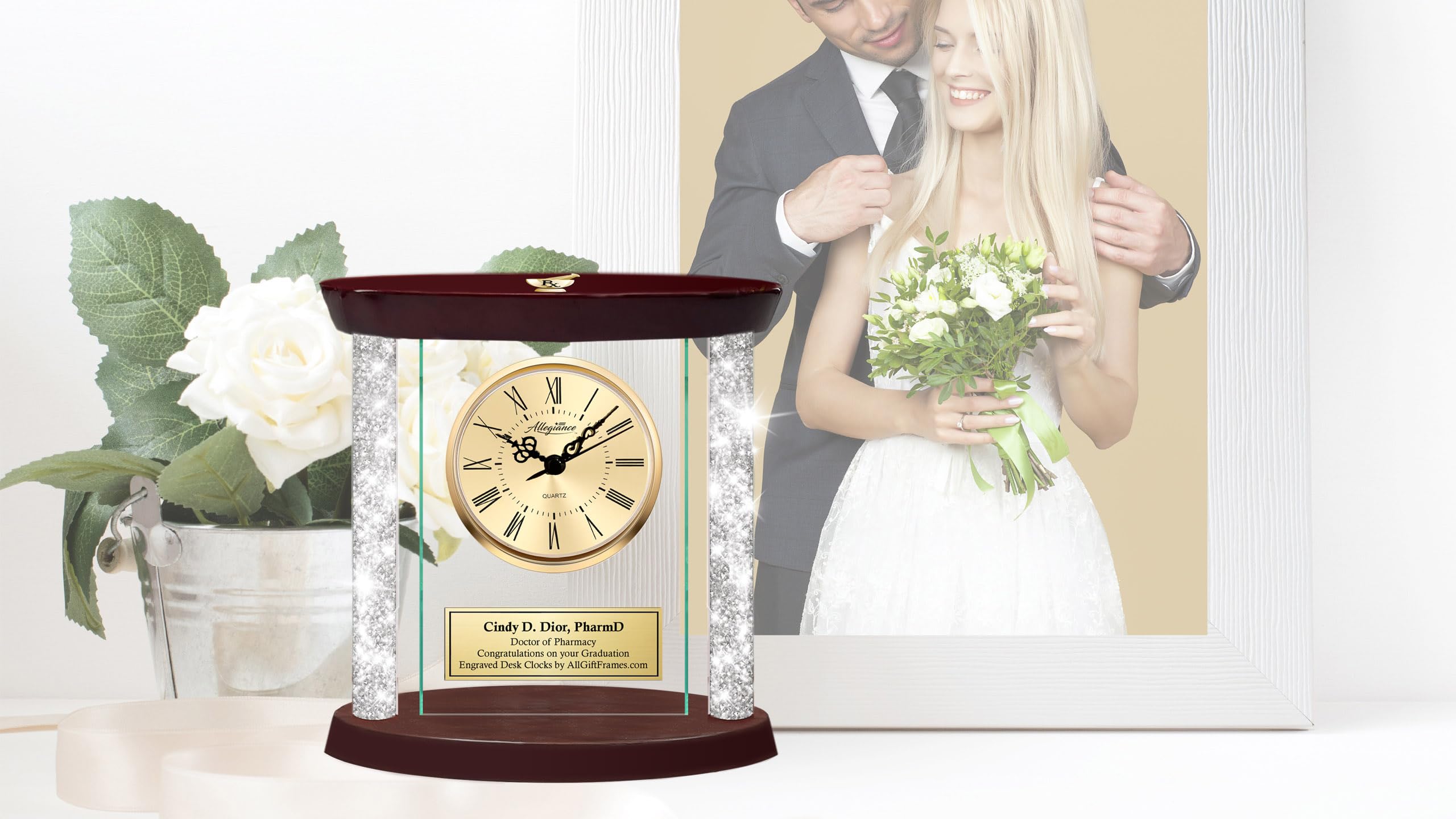 AllGiftFrames Personalized Diamond Column Sculpture Gold PharmD 3D Pharmacy School Graduation Gift Pharmacist Service Award Wood Structure Congratulation Retirement Coworker Student