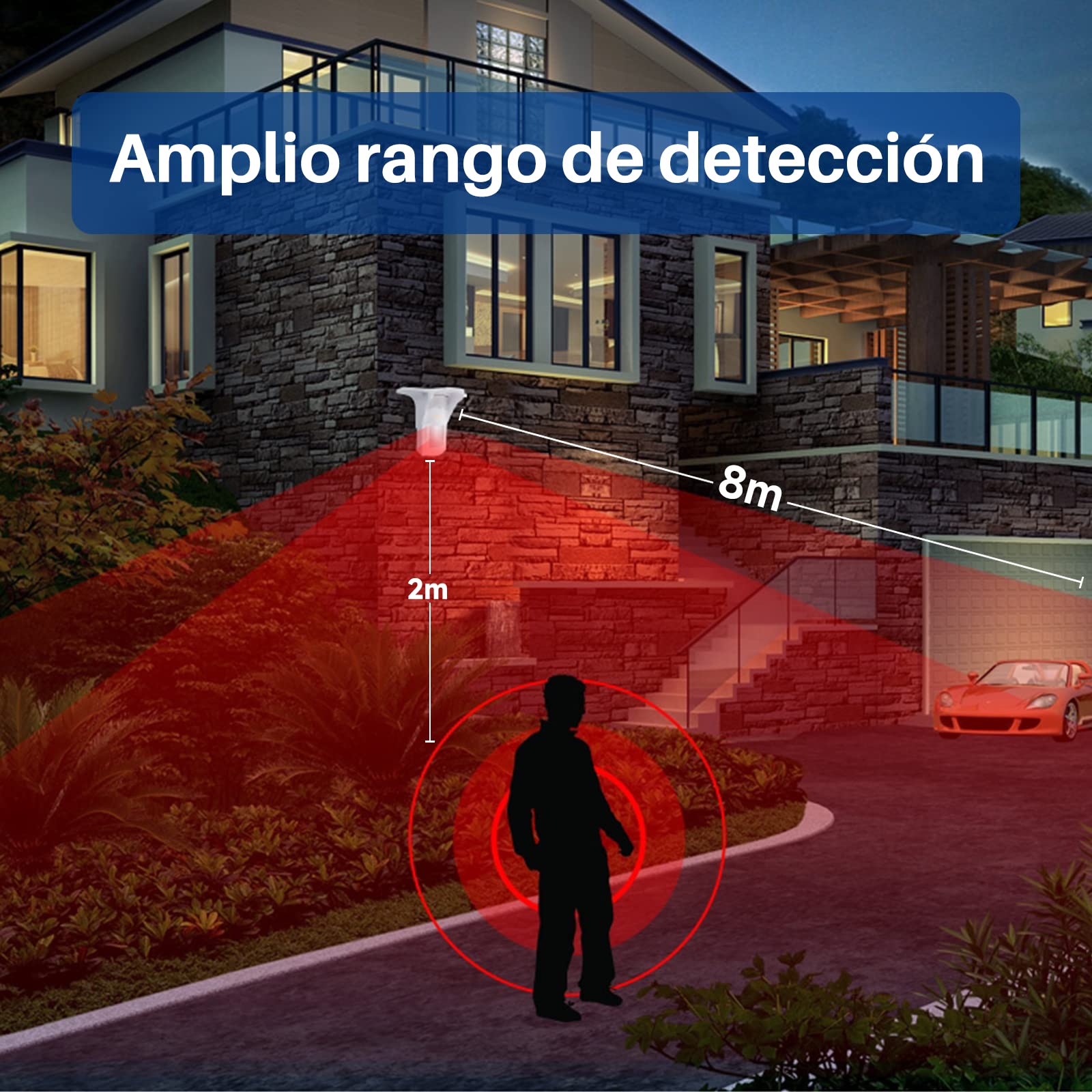 Chuango PIR-926 Detector Solar de Movimiento- Doble Detección Infrarrojos Pasivos y Microondas, Protección IP65, Alcance de 8 Metros y Ángulo de 110°, Duración de la Batería hasta 5 Meses sin Sol
