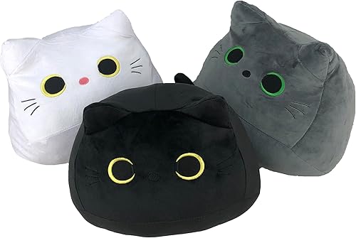 Miniatura 9 de Mochi - Peluche de gato suave de 12 pulgadas, cojín Kawaii de peluche para decoración del hogar, cumpleaños, día de San Valentín, accesorios (negro)