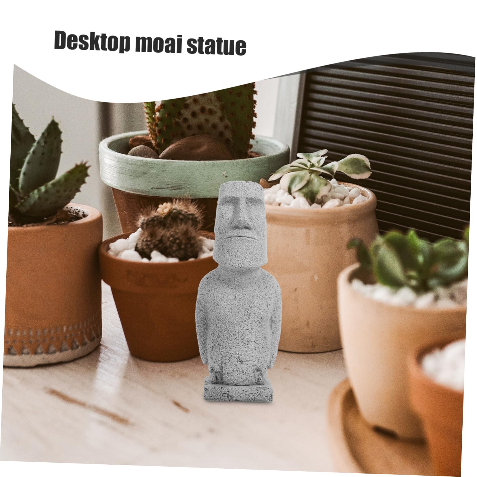 Cabilock 3 Piezas Estatua Moái Estatuilla De Acuario Decoración De Pecera Moái De Jardín Adorno De Pecera Decoración del Acuario Pequeña Estatua Moai Figura Moai De Pecera Arenisca Grey