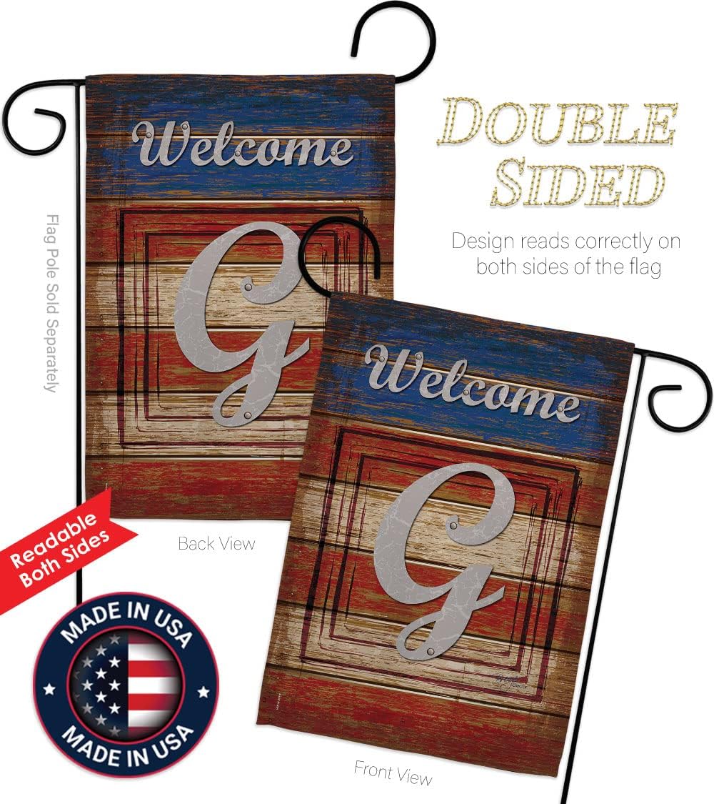 Breeze Decor G180111 Patriotic G Initial Americana Patriotic Impressions Decorative Vertical Garden Flag 13" x 18.5" Printed In USA Multi-Color