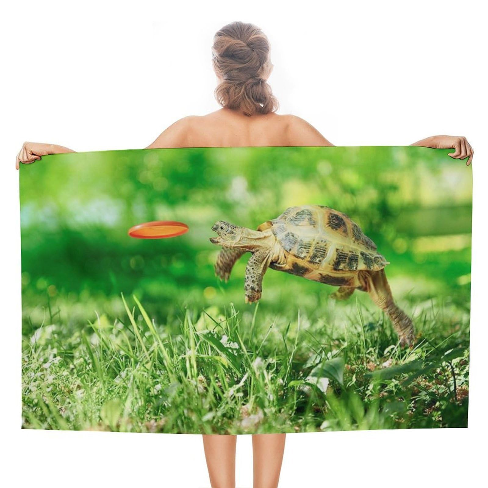 VstaDank Tortoise Turtle Jumping Beach Towel for Adult Quick Dry Sand Free Swim Towels Soft Large Size Pool Towels Lightweight Oversized Bath Towel for Travel, Camping, Swimming 51 X 31 Inches
