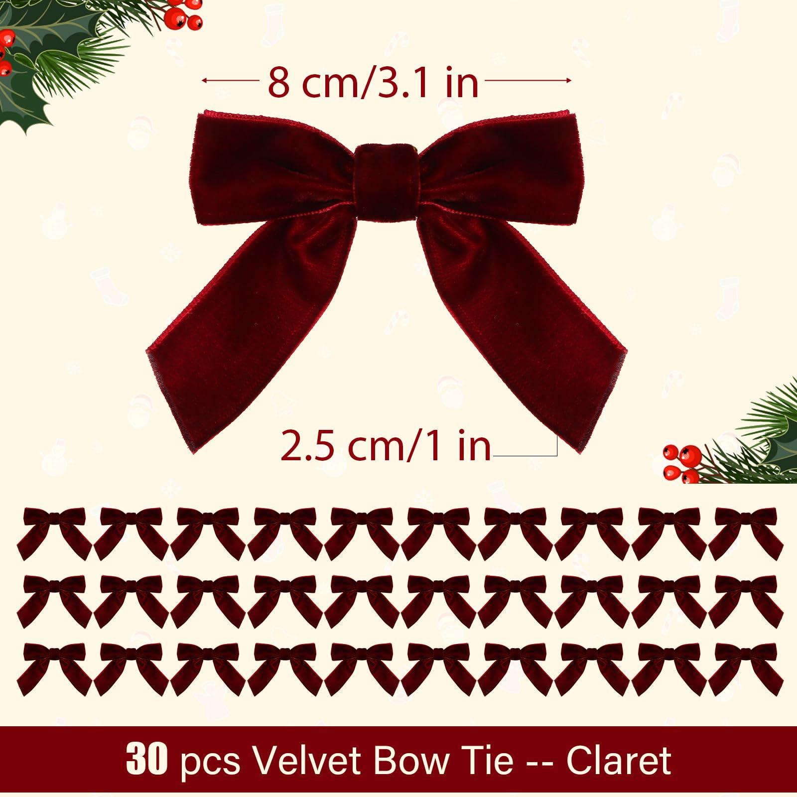 48 Nœuds Ruban Noël Rouge Et Vert - 5 Cm, Avec Colle, Pour Sapin Et Emballage Cadeaux