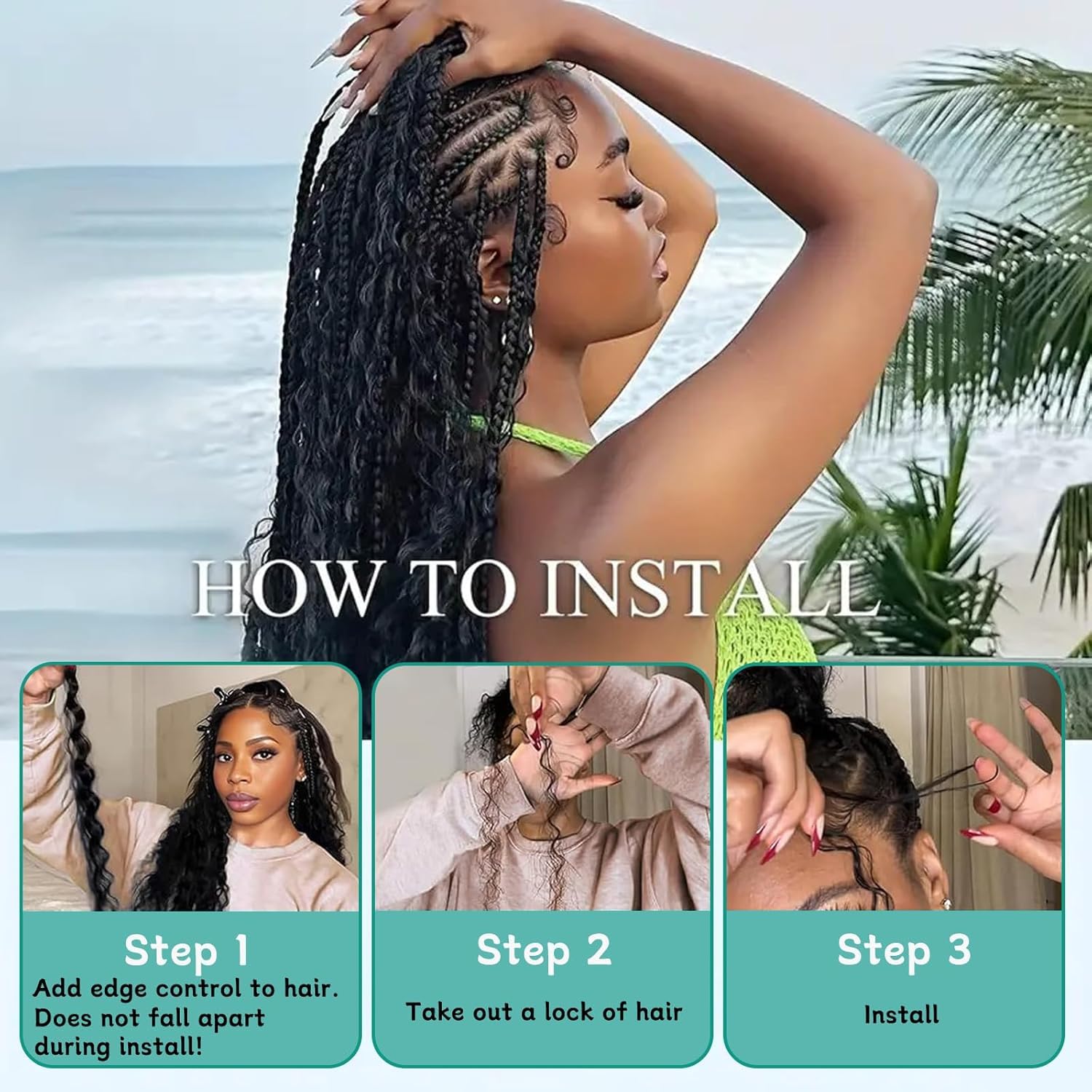 200G 30 Inch Boho Hair for Braiding Long Deep Wave Bulk Braiding Hair for Boho Braids No Weft Curly Bundles Wet and Wavy Braiding Hair Extensions (1B# - Image 3
