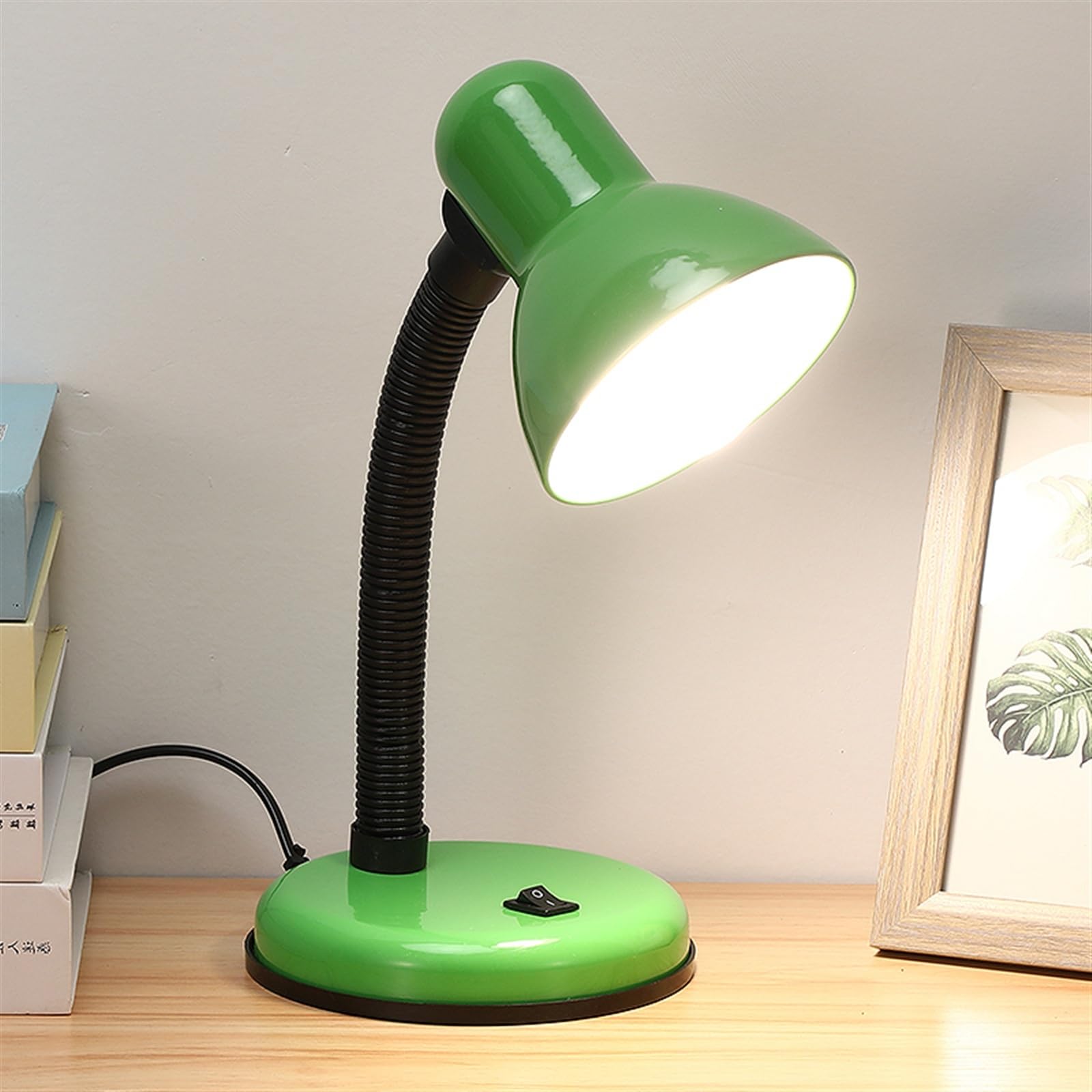 Lampe de Bureau Lampe de bureau, lampe de bureau LED de protection des yeux, lampe de lecture enfichable avec tête de lampe E27 et tuyau de réglage universel, 3 modes d'éclairage, interrupteur à bouto