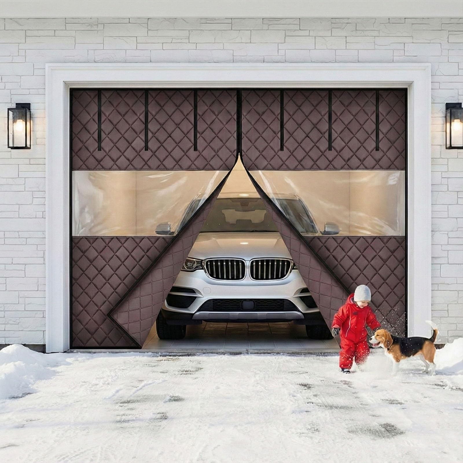 Aislamiento de garaje 7x8 cortina térmica magnética para puerta de coche gris